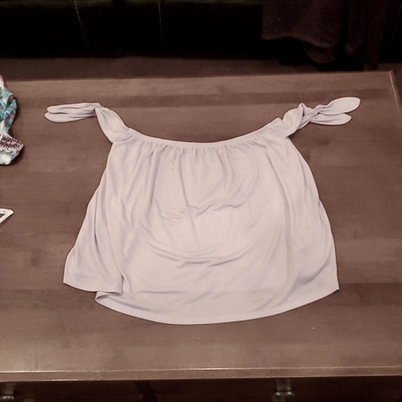 EXPRESS Lavender Off-Shoulder Top with Tie Sleeves. Size Medium. - Picture 3 of 3